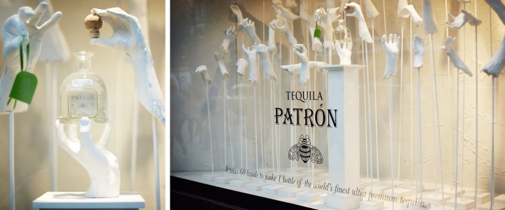 Patron tequila bespoke widows display by harlequin design