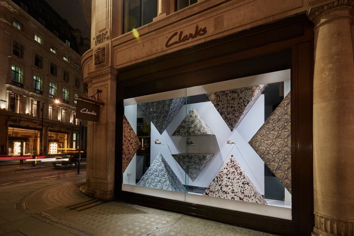 Clarks shop window display on Regent Street by Clarks Design Team & Harlequin Design